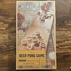 Refinery and Co. Wooden Beer Pong Game Luxury Foldable Tabletop Size Boardgame
